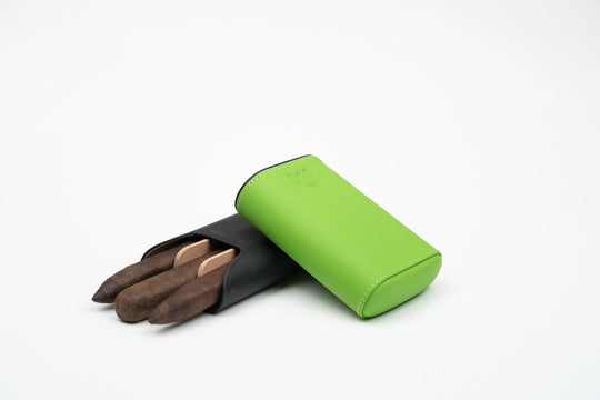 The "Show Band" 3 Cigar Case - Racing Black & Lime Green, Brizard and Co luxury cigar accessory at Cigar Inc. Los Angeles