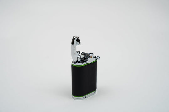 Gatsby Table Lighter - Racing Black & Lime Green, Brizard and Co luxury cigar accessory at Cigar Inc. Los Angeles