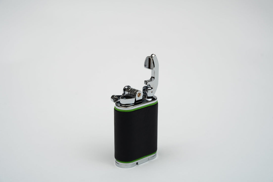 Gatsby Table Lighter - Racing Black & Lime Green, Brizard and Co luxury cigar accessory at Cigar Inc. Los Angeles