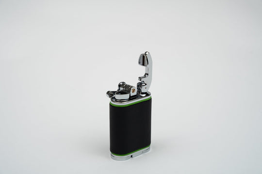 Gatsby Table Lighter - Racing Black & Lime Green, Brizard and Co luxury cigar accessory at Cigar Inc. Los Angeles