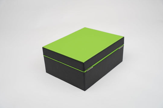 The "Airflow" Cigar Humidor (30/40 Count) - Racing Black & Lime Green, Brizard and Co luxury cigar accessory at Cigar Inc. Los Angeles