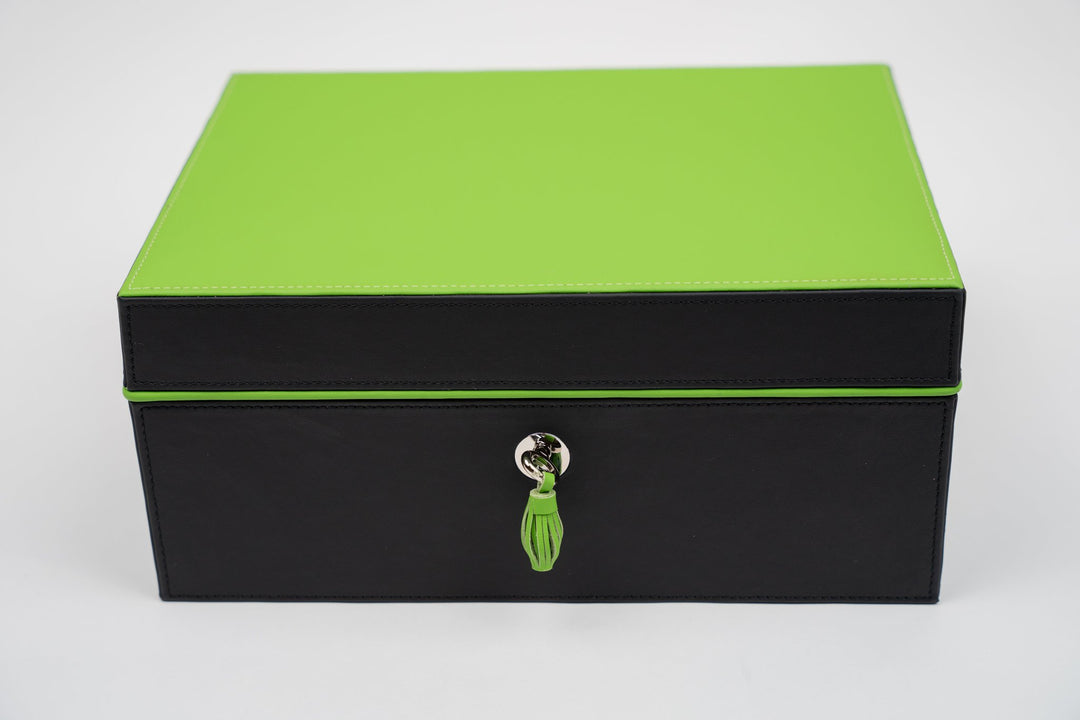 The "Airflow" Cigar Humidor (30/40 Count) - Racing Black & Lime Green, Brizard and Co luxury cigar accessory at Cigar Inc. Los Angeles
