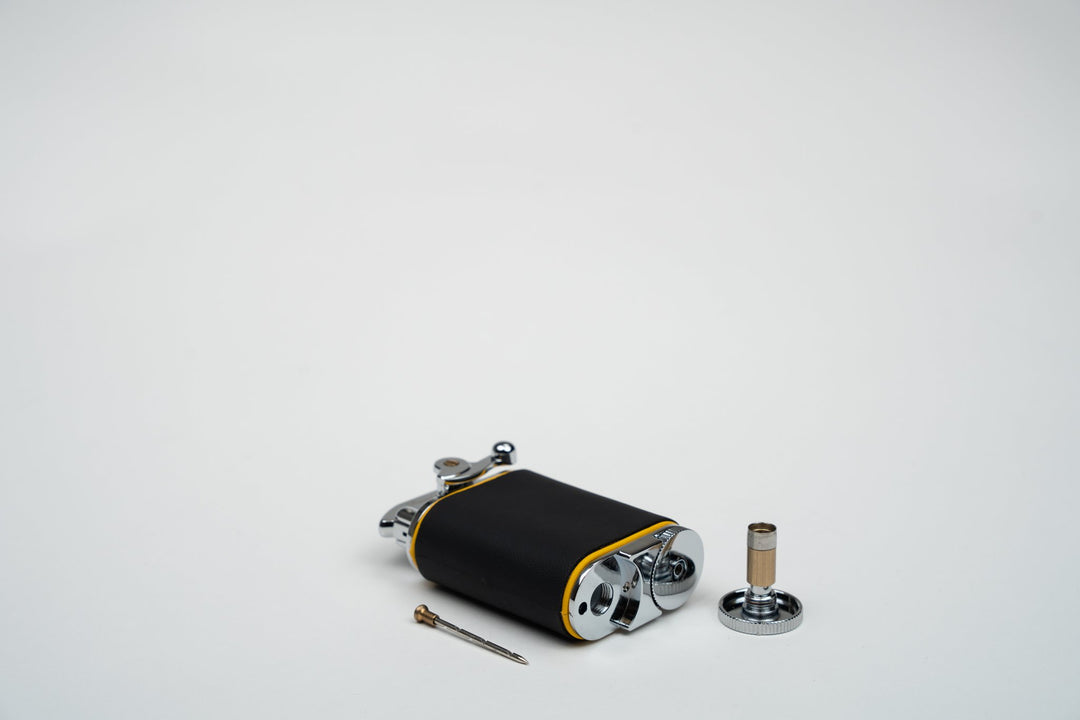 Gatsby Table Lighter - Racing Black & Yellow, Brizard and Co luxury cigar accessory at Cigar Inc. Los Angeles