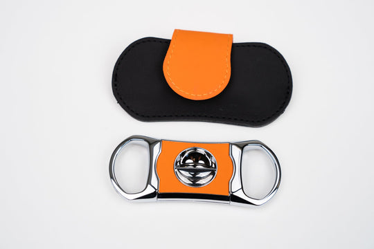 The "V" Cutter - Racing Black & Orange, Brizard and Co luxury cigar accessory at Cigar Inc. Los Angeles
