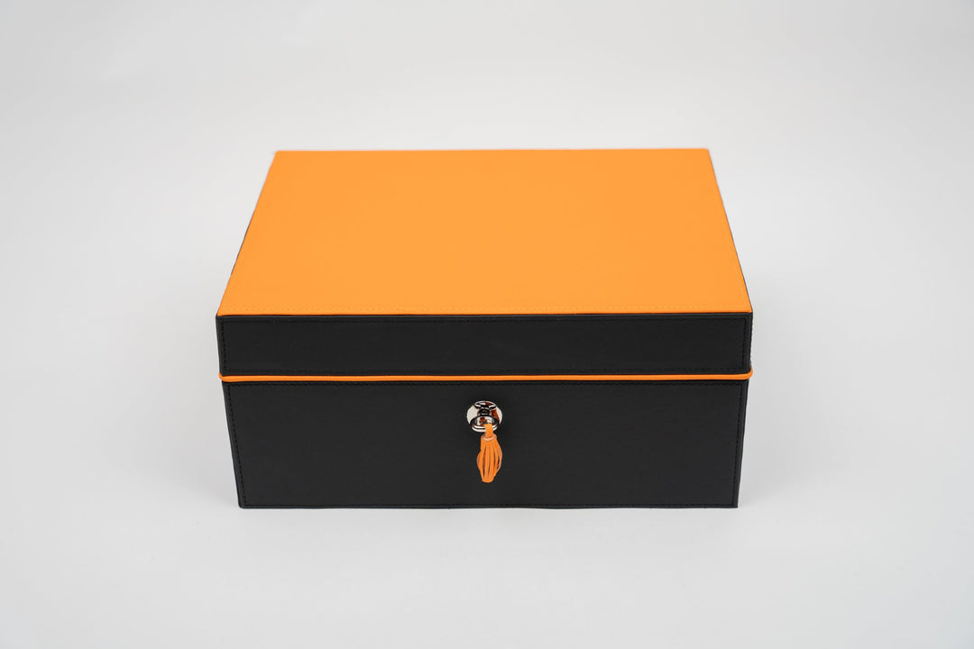 The "Airflow" Cigar Humidor (30/40 Count) - Racing Black & Orange, Brizard and Co luxury cigar accessory at Cigar Inc. Los Angeles