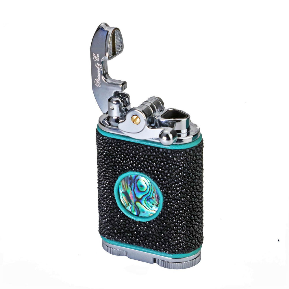 Gatsby Table Lighter - Abalone and Stingray Leather Collection, Brizard and Co luxury cigar accessory at Cigar Inc. Los Angeles