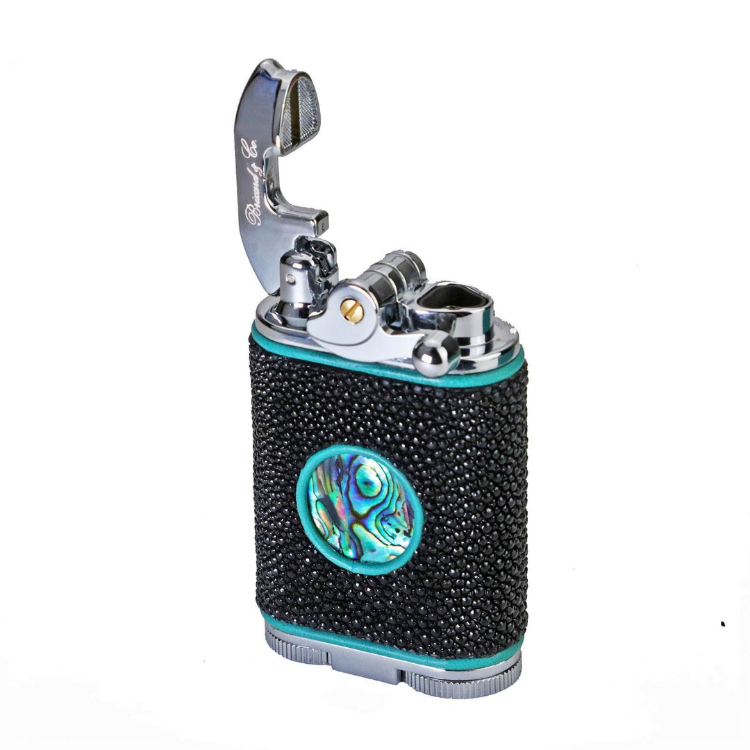 Gatsby Table Lighter - Abalone and Stingray Leather Collection, Brizard and Co luxury cigar accessory at Cigar Inc. Los Angeles