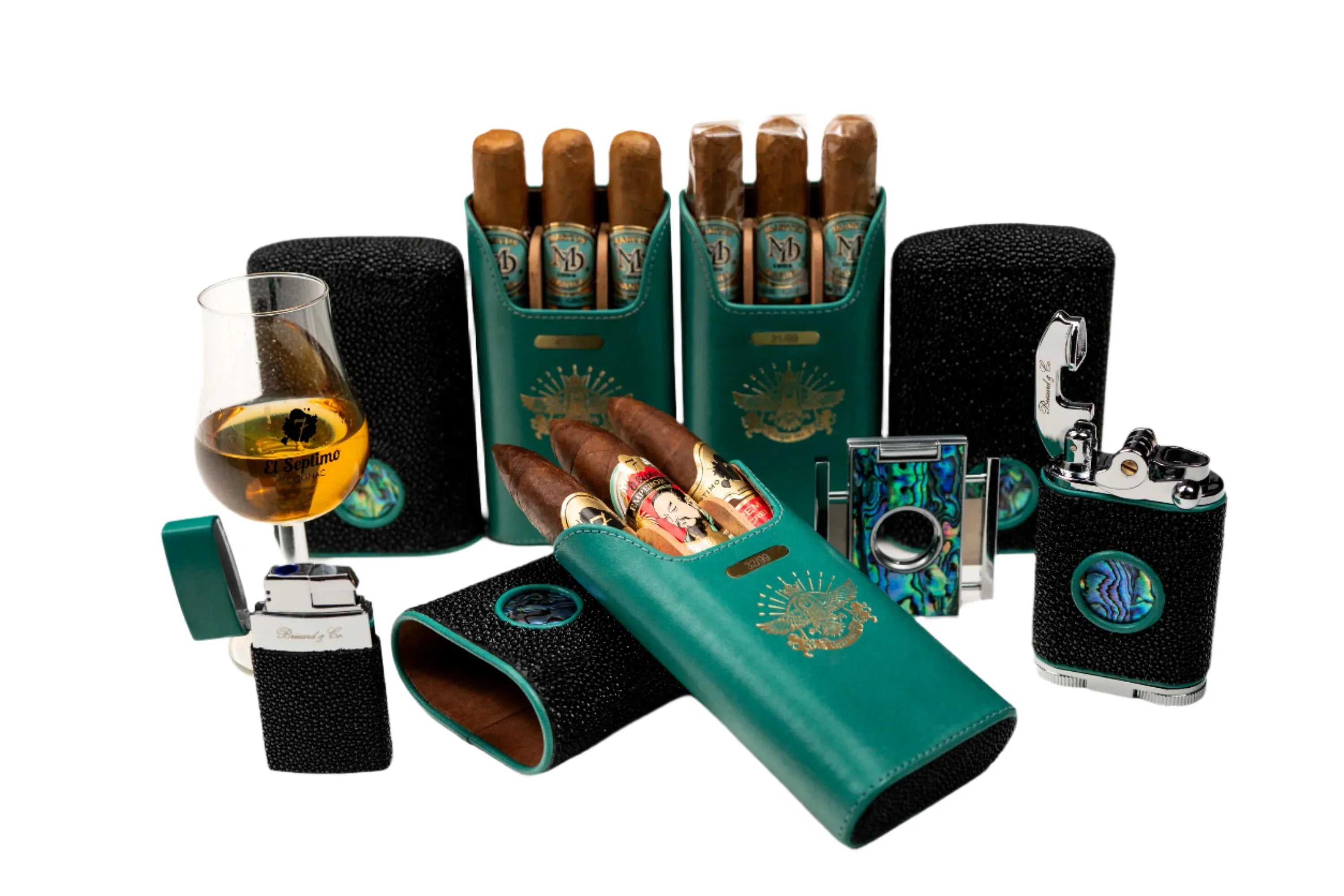 Brizard and Co - Cigar Set - Abalone and Stingray Leather Collection (Limited Edition) with Cigar Inc. Logo - Cigar Inc