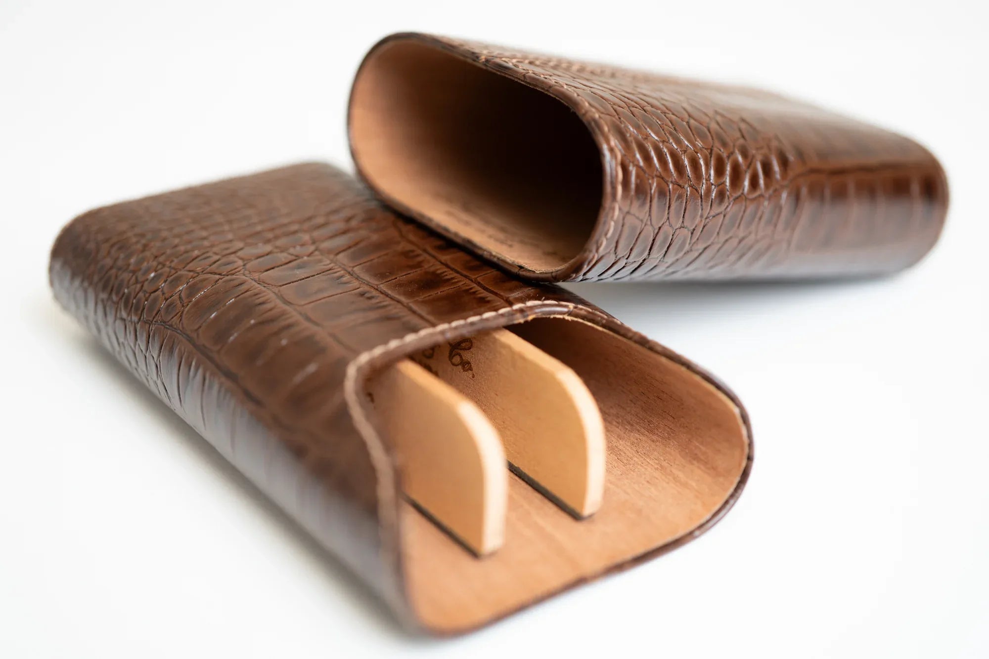 Brizard and Co. - The "Show Band" 3 Cigar Case - Croco Tobacoo - Cigar Inc