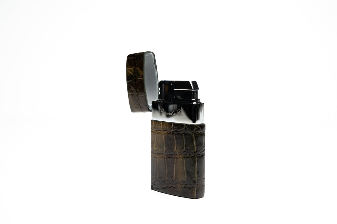 Venezia fountain flame cigar lighter by Brizard and Co, Genuine Alligator Skin Collection, Los Angeles