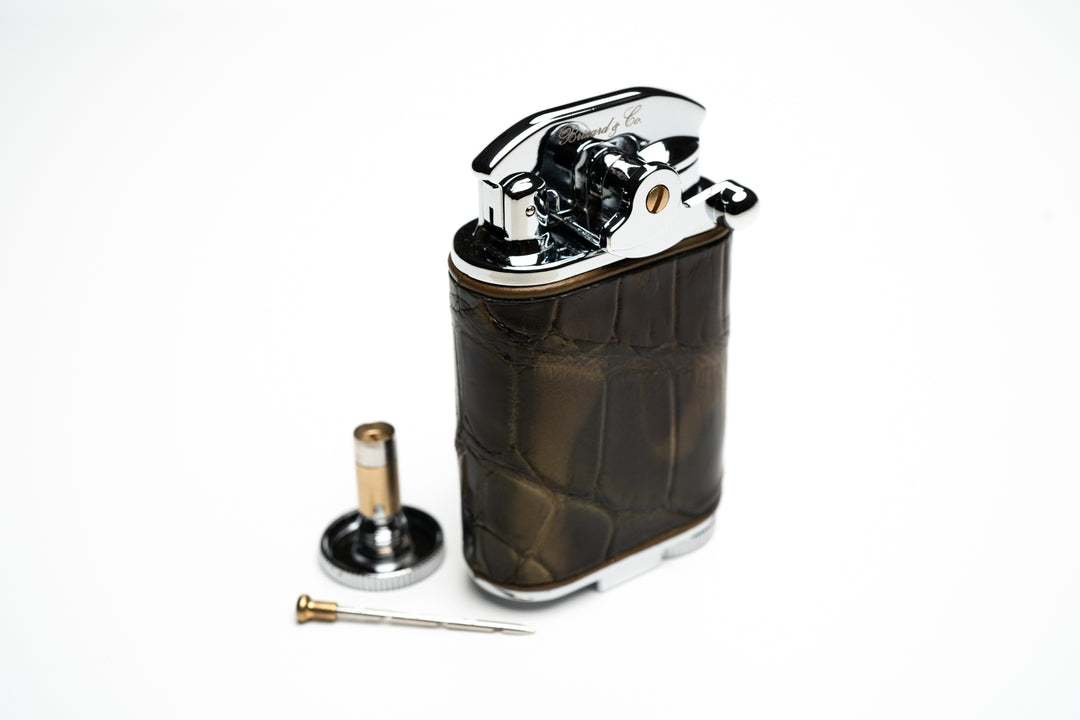 Brizard and Co. - Gatsby Triple Torch Flame Table Lighter - Alligator Skin Collection