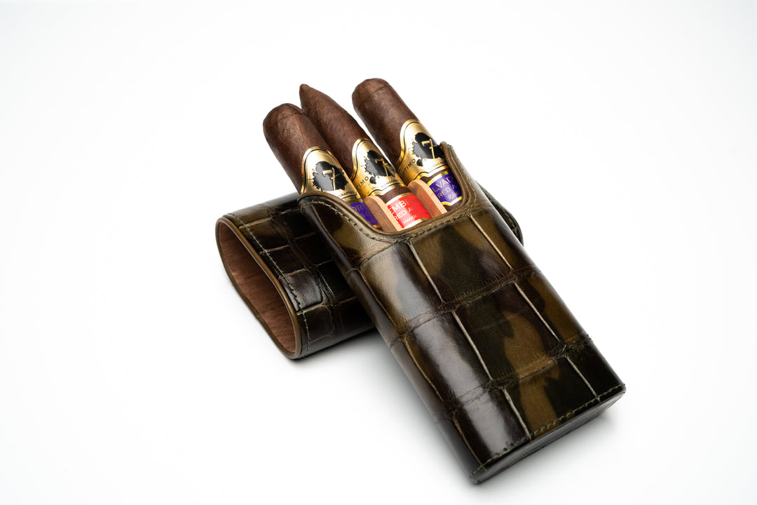 Brizard and Co Show Band 3 cigar case in genuine alligator skin at Cigar Inc, Woodland Hills