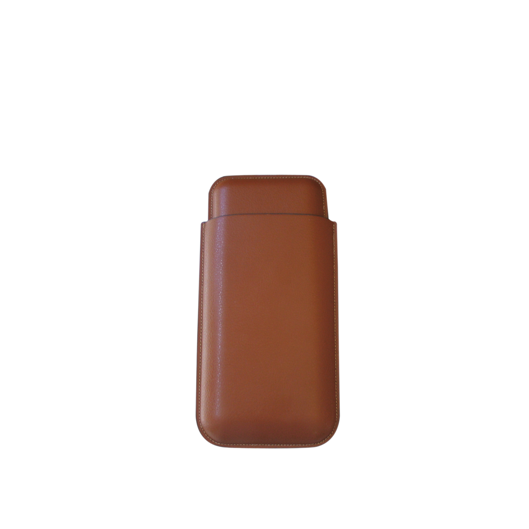 Big Easy Tobacco Three Cigar Brown Leather Case for Up to 54 Ring Gauge