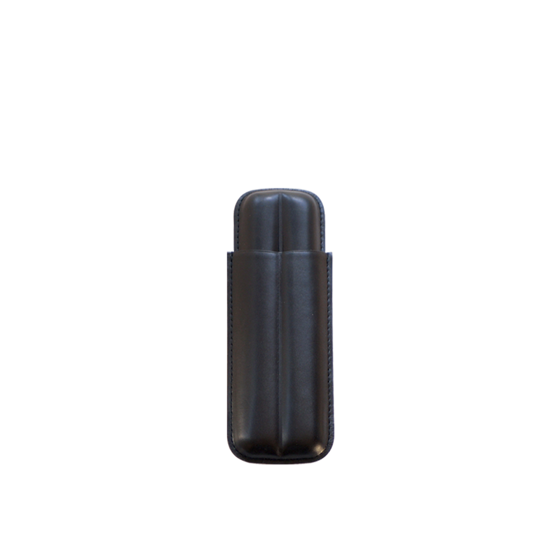 Big Easy Tobacco Two Cigar Black Leather Case for Up to 54 Ring Gauge - Model 9281BK