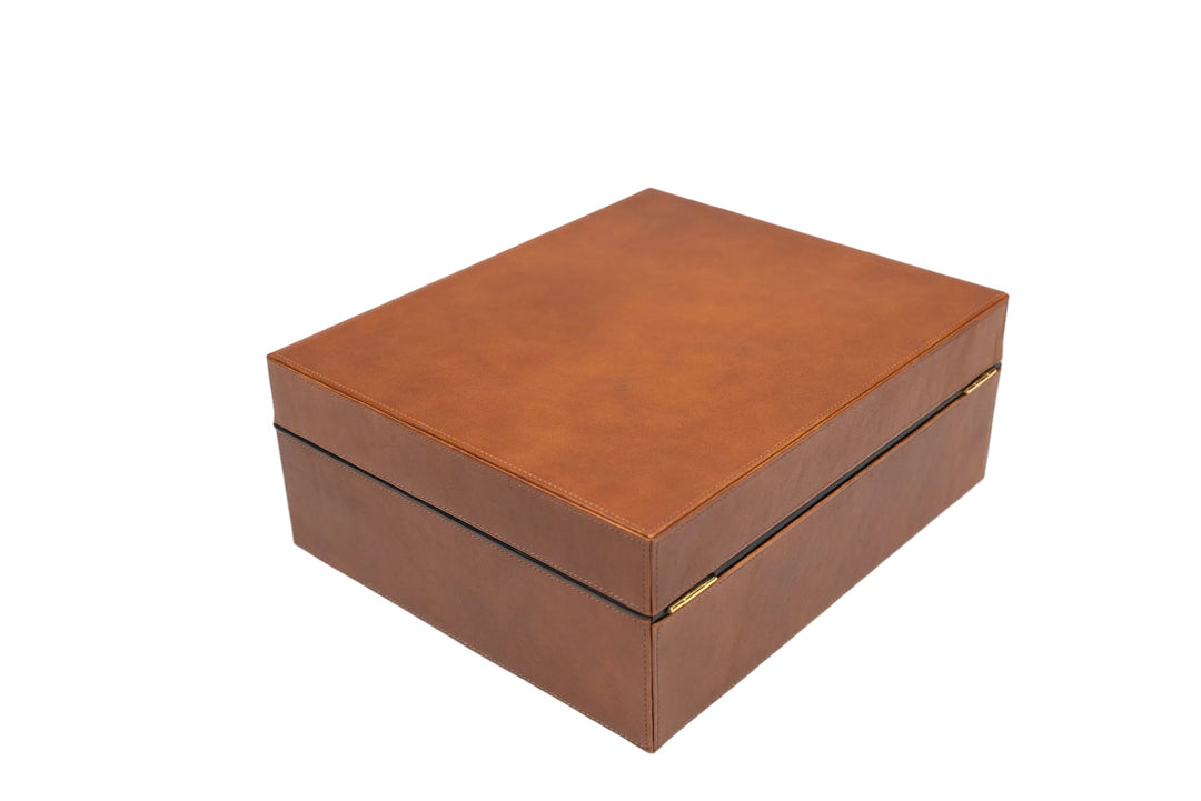 Brizard & Co – “Airflow” Cigar Humidor - Whisky Calf Leather & Black – 70/80 Count
