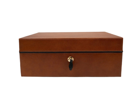 Brizard & Co – “Airflow” Cigar Humidor - Whisky Calf Leather & Black – 70/80 Count