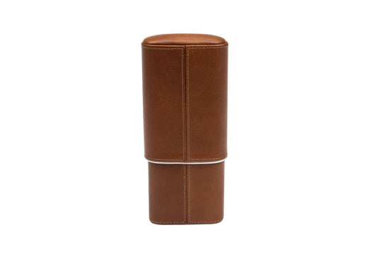 Brizard & Co – Show Band 3 Cigar Case Gordo – Whisky Calf Leather & White