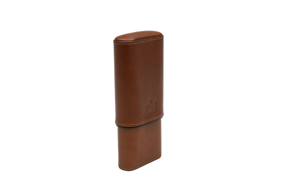 Brizard & Co – “Show Band” 3 Cigar Case - Whisky Calf Leather Black