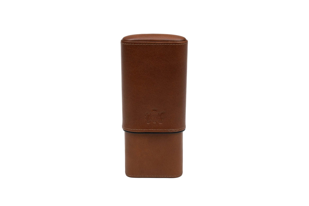 Brizard & Co – “Show Band” 3 Cigar Case - Whisky Calf Leather Black