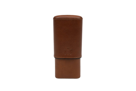 Brizard & Co – “Show Band” 3 Cigar Case - Whisky Calf Leather Black