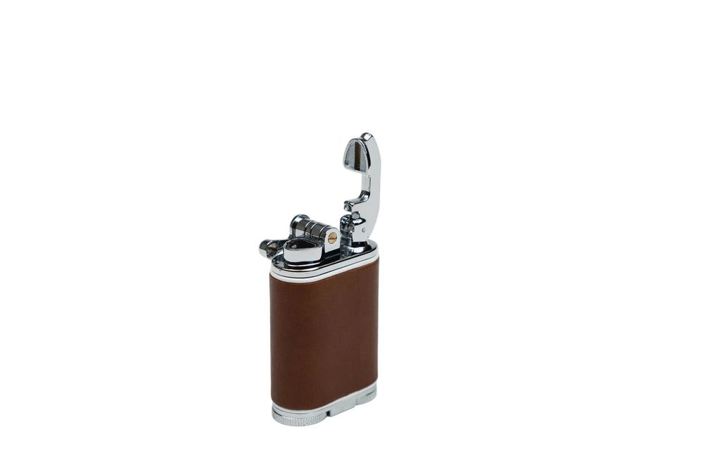 Brizard & Co – Gatsby Table Lighter - Whisky Calf Leather & White
