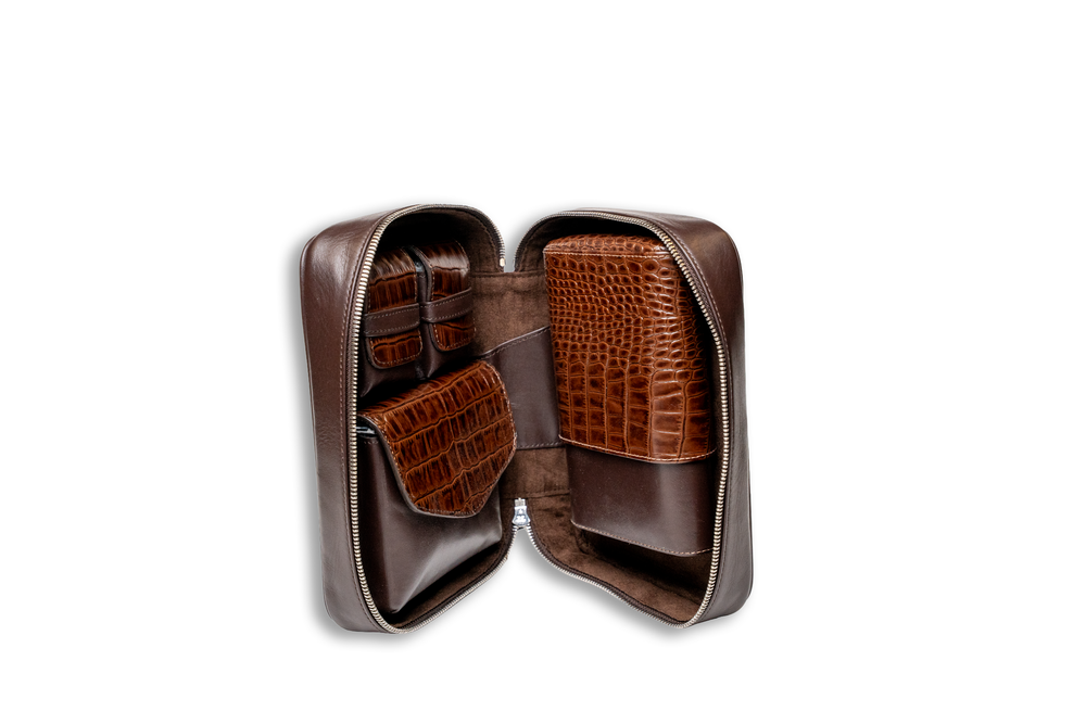 Brizard and Co - Havana Traveler (Valuables Pouch) - Croco Pattern Tobacco