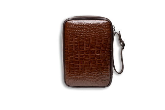 Brizard and Co - Havana Traveler (Valuables Pouch) - Croco Pattern Tobacco