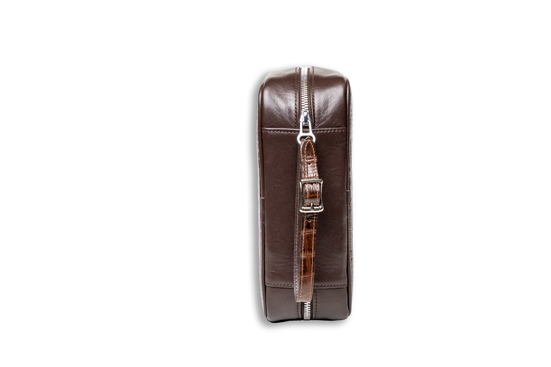 Brizard and Co - Havana Traveler (Valuables Pouch) - Croco Pattern Tobacco