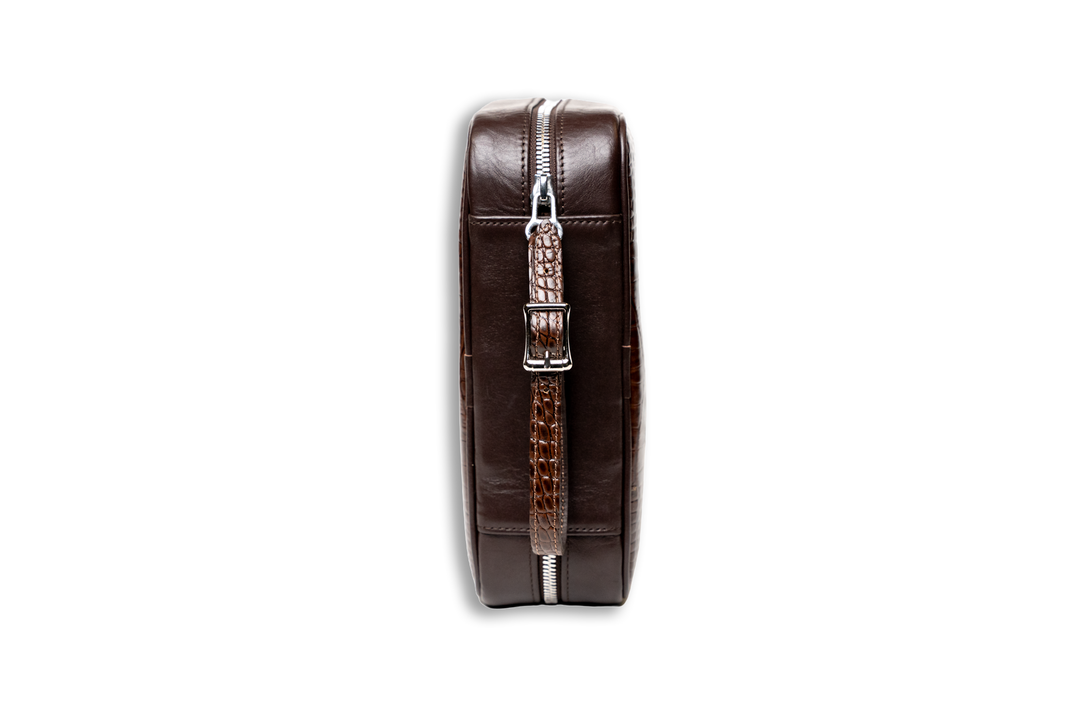 Brizard and Co - Havana Traveler (Flask) - Croco Pattern Tobacco