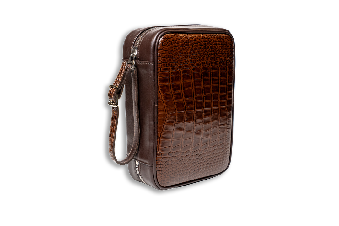 Brizard and Co - Havana Traveler (Flask) - Croco Pattern Tobacco