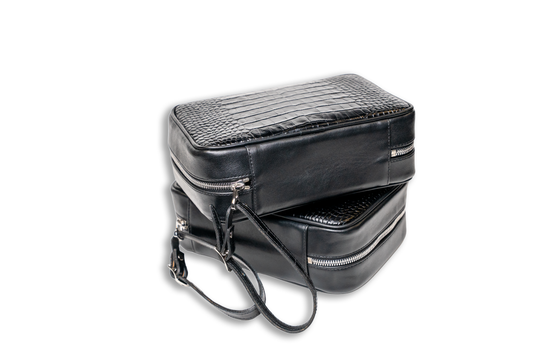 Brizard and Co - Havana Traveler (Flask) - Croco Pattern Black