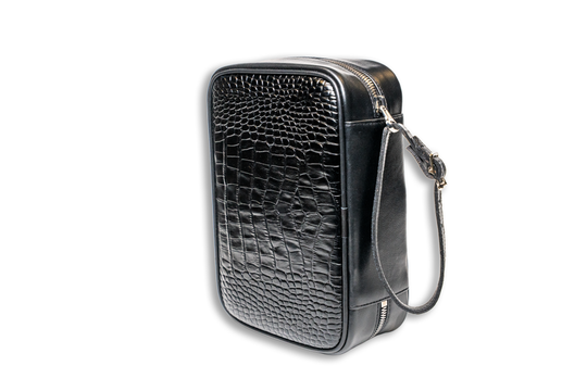 Brizard and Co - Havana Traveler (Flask) - Croco Pattern Black