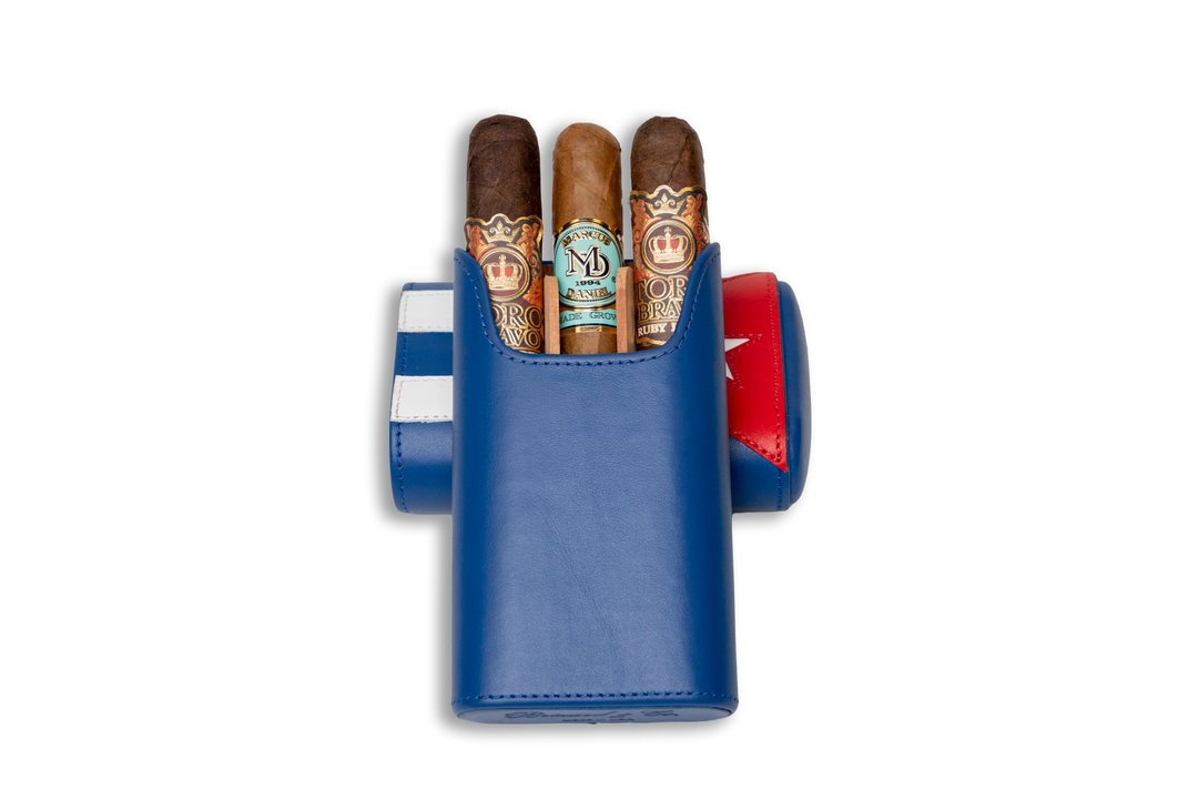 Brizard and Co - The "Show Band" 3 Cigar Case - Cuban Flag (Cuba Libre) Collection