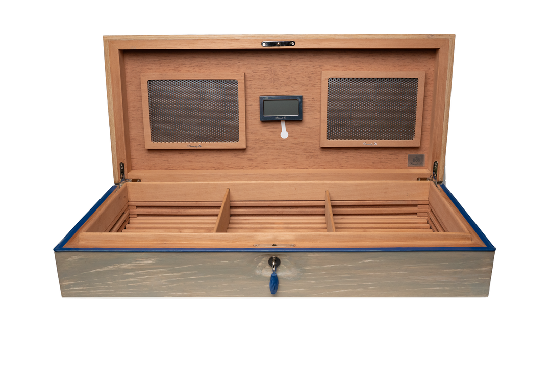Brizard and Co - The "Bleached Oak Wood" Wide Humidor (130/150 Count)