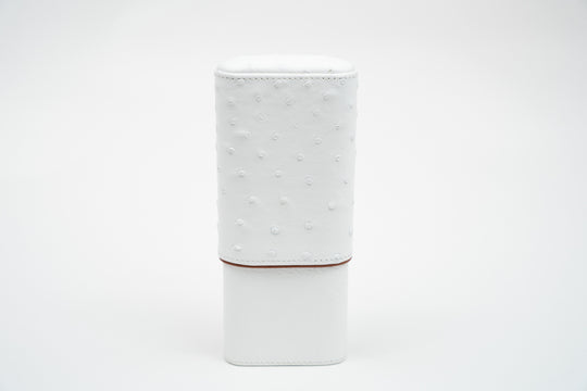 Brizard and Co - The "Show Band" 3 Cigar Case - White Ostrich Leather and Rosewood (Leather, Ostrich, Exotic Wood)