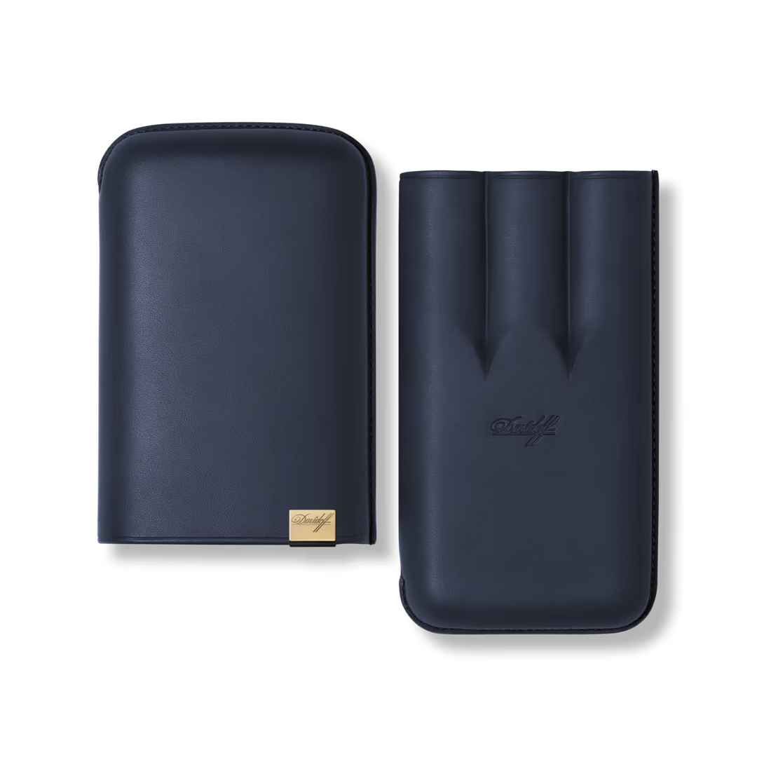 Davidoff XL-3 Leather Cigar Case, Blue & Gold