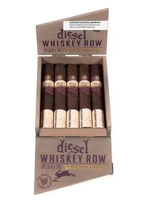 Box of 25 Diesel Whiskey Row Sherry Cask Gigante against a white background in Los Angeles at Cigar Inc.