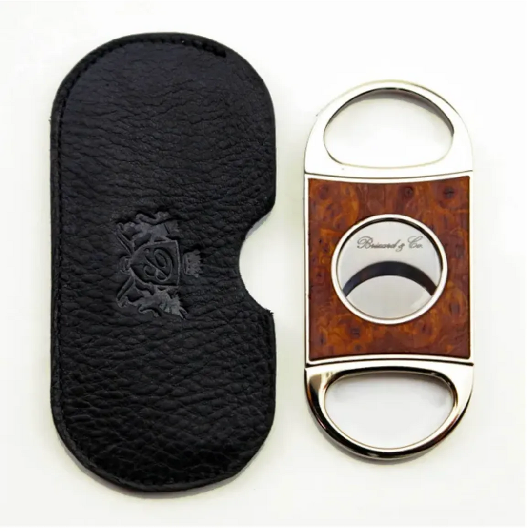 Brizard and Co - Double Guillotine Series 2 Cutter - Carphatian Burl and Black Leather (Leather, Exotic Wood)