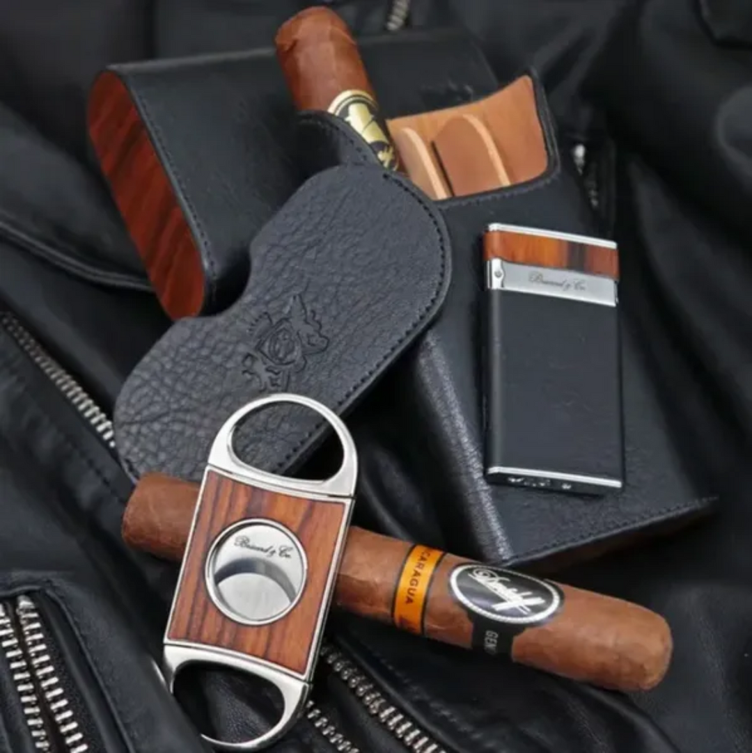 Brizard and Co - Double Guillotine Series 2 Cutter - Rosewood and Black Leather (Leather, Exotic Wood)