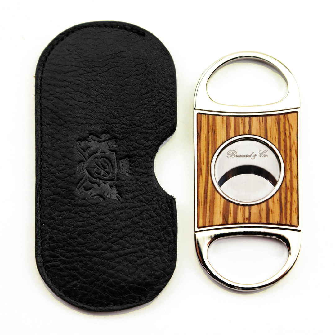 Brizard and Co - Double Guillotine Series 2 Cutter - Zebrawood and Black Leather (Leather, Exotic Wood)