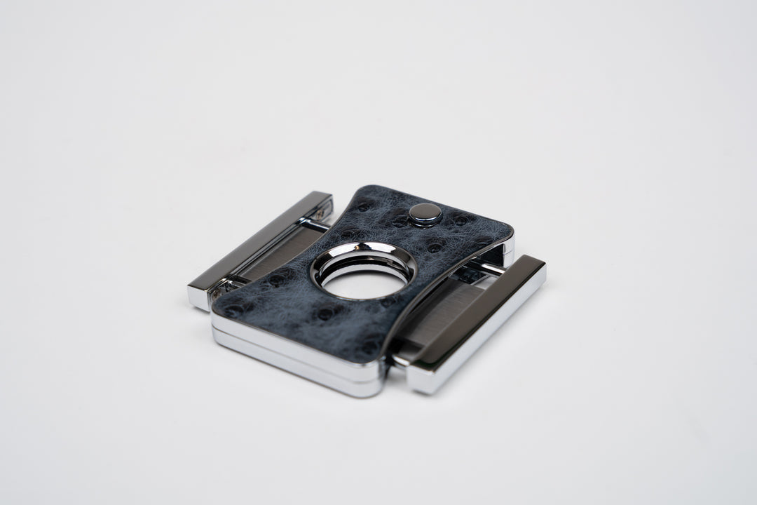 Elite Series 2 cutter by Brizard and Co in blue ostrich Bruciato Denim leather