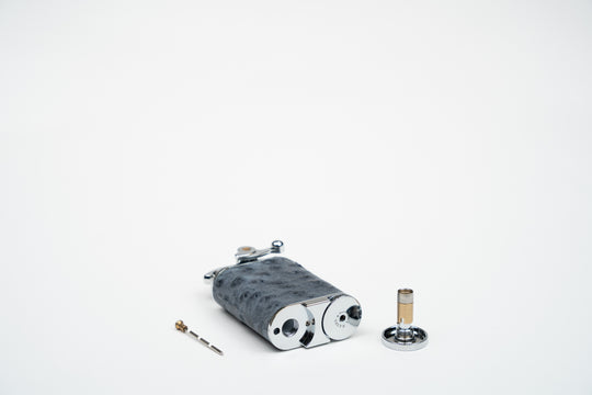 Brizard and Co - Gatsby Table Lighter - Genuine Ostrich Bruciato Denim
