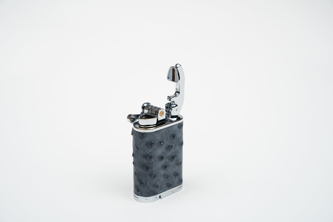 Brizard and Co - Gatsby Table Lighter - Genuine Ostrich Bruciato Denim