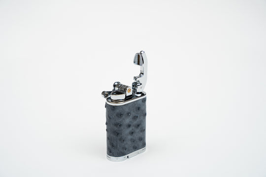Brizard and Co - Gatsby Table Lighter - Genuine Ostrich Bruciato Denim