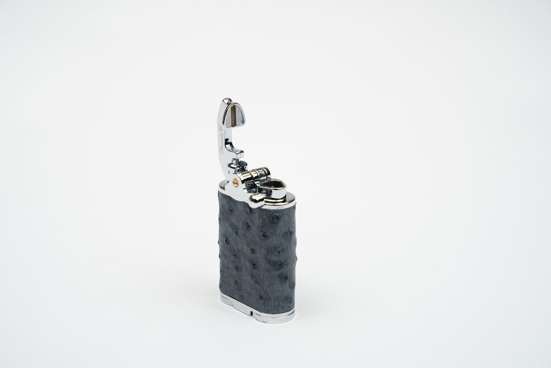 Brizard and Co - Gatsby Table Lighter - Genuine Ostrich Bruciato Denim