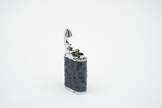 Brizard and Co - Gatsby Table Lighter - Genuine Ostrich Bruciato Denim
