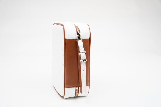 Brizard and Co - Havana Traveler - Ostrich White and Tan Leather (Leather, Ostrich)