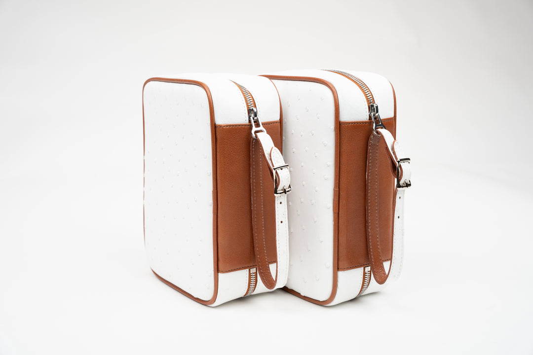 Brizard and Co - Havana Traveler - Ostrich White and Tan Leather (Leather, Ostrich)