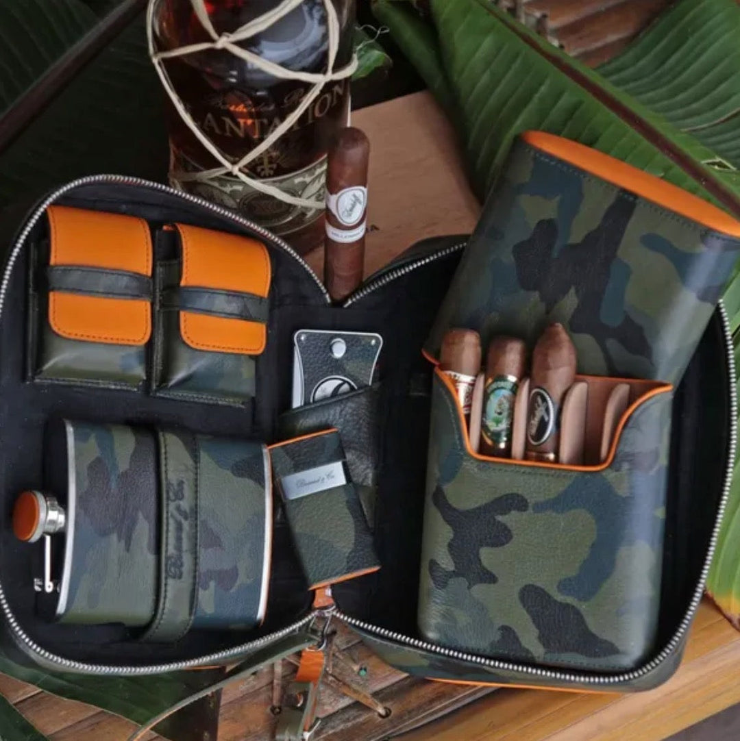 Brizard and Co - Havana Traveler - Camouflage and Orange Leather (Leather)