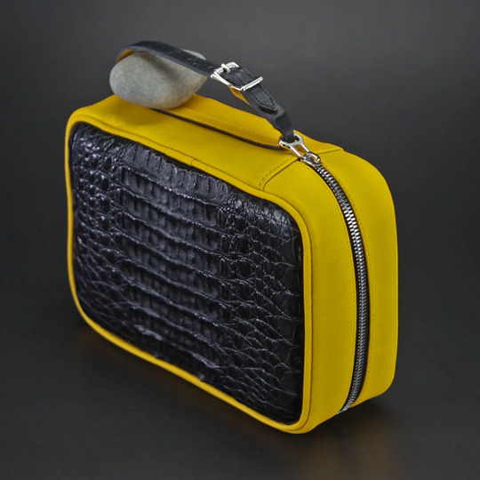 Brizard and Co - Havana Traveler - Genuine Black Caiman Alligator and Yellow Leather (Leather, Alligator)